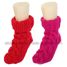Atacado 100% mão tricotado piso interior socks chinelos